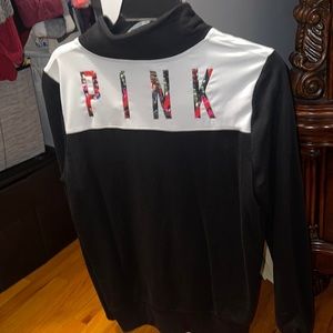 PINK black and floral writing sweatshirt women’s size medium